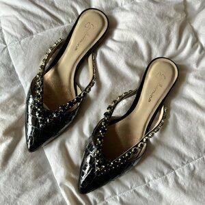 ANTHROPOLOGIE ‘Guilhermina’ Embellished Black Slides Size 6